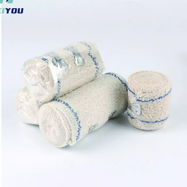 Bandage elastis krep kanthi garis biru utawa garis abang